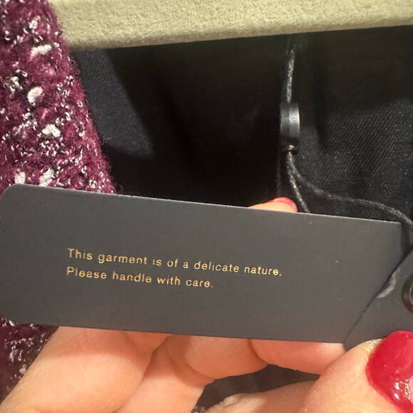 NWT $595 rag & bone Wool Blend Burgundy Valerie Tweed Blazer, Sz 12 (LL-1132) - Picture 9 of 13